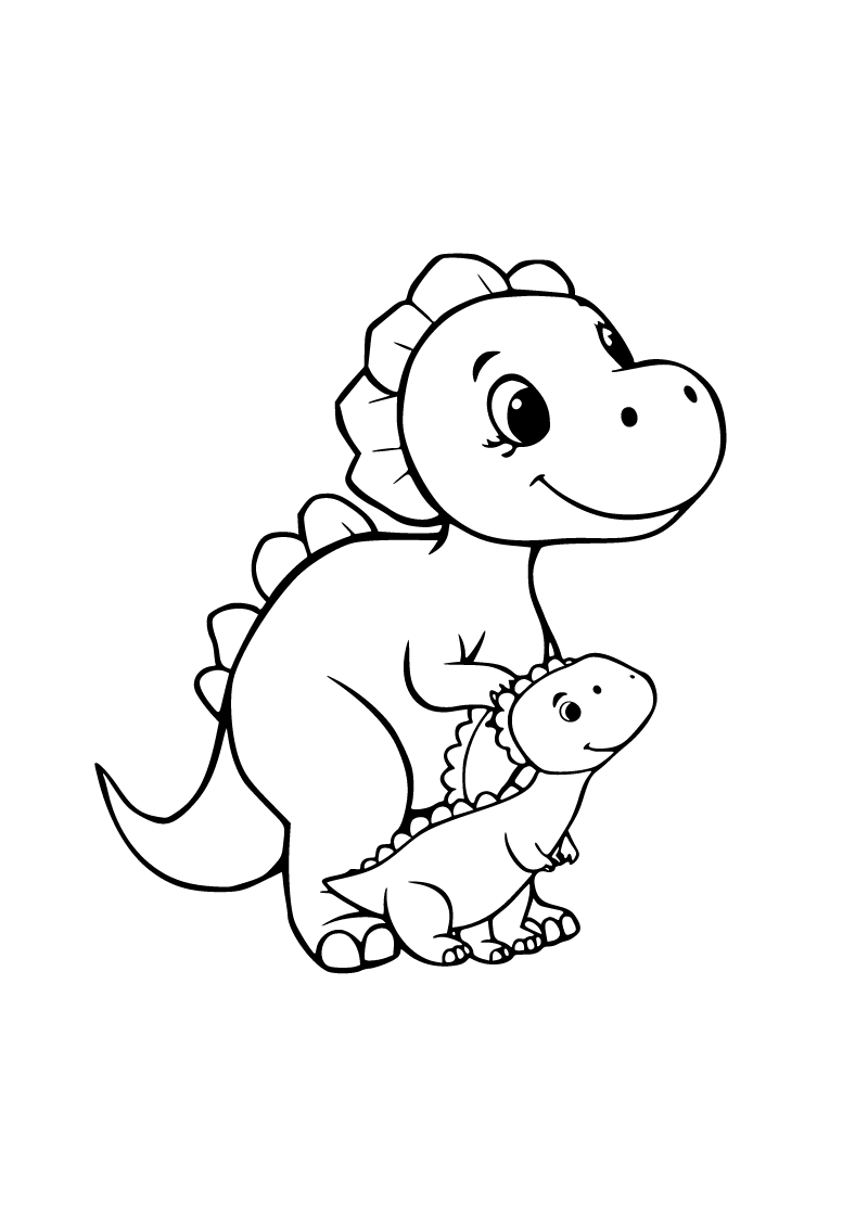 Dinozor ailesi boyama sayfası