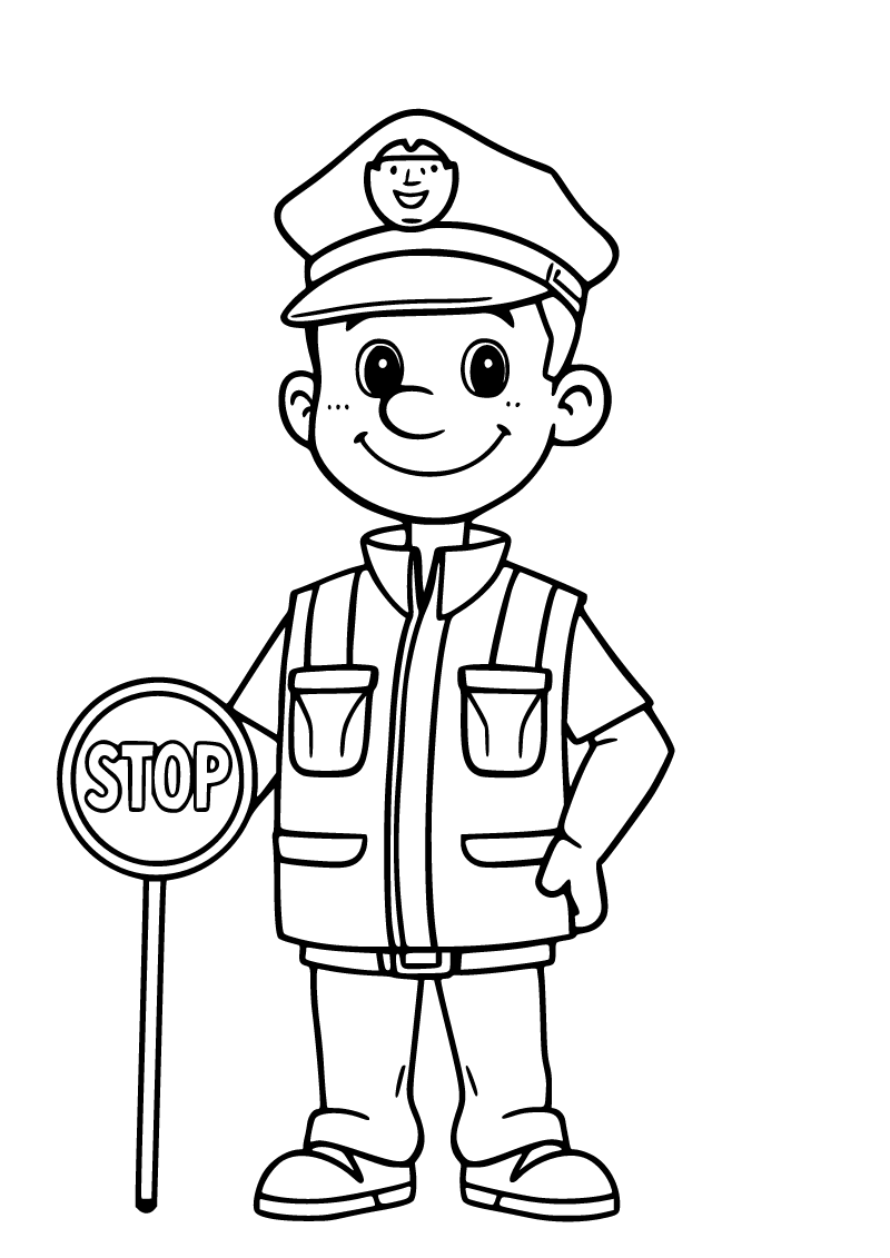 Trafik polisi boyama sayfası